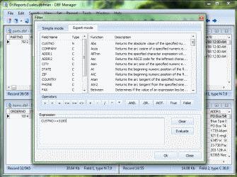 Sort and filter records in DBF Manager